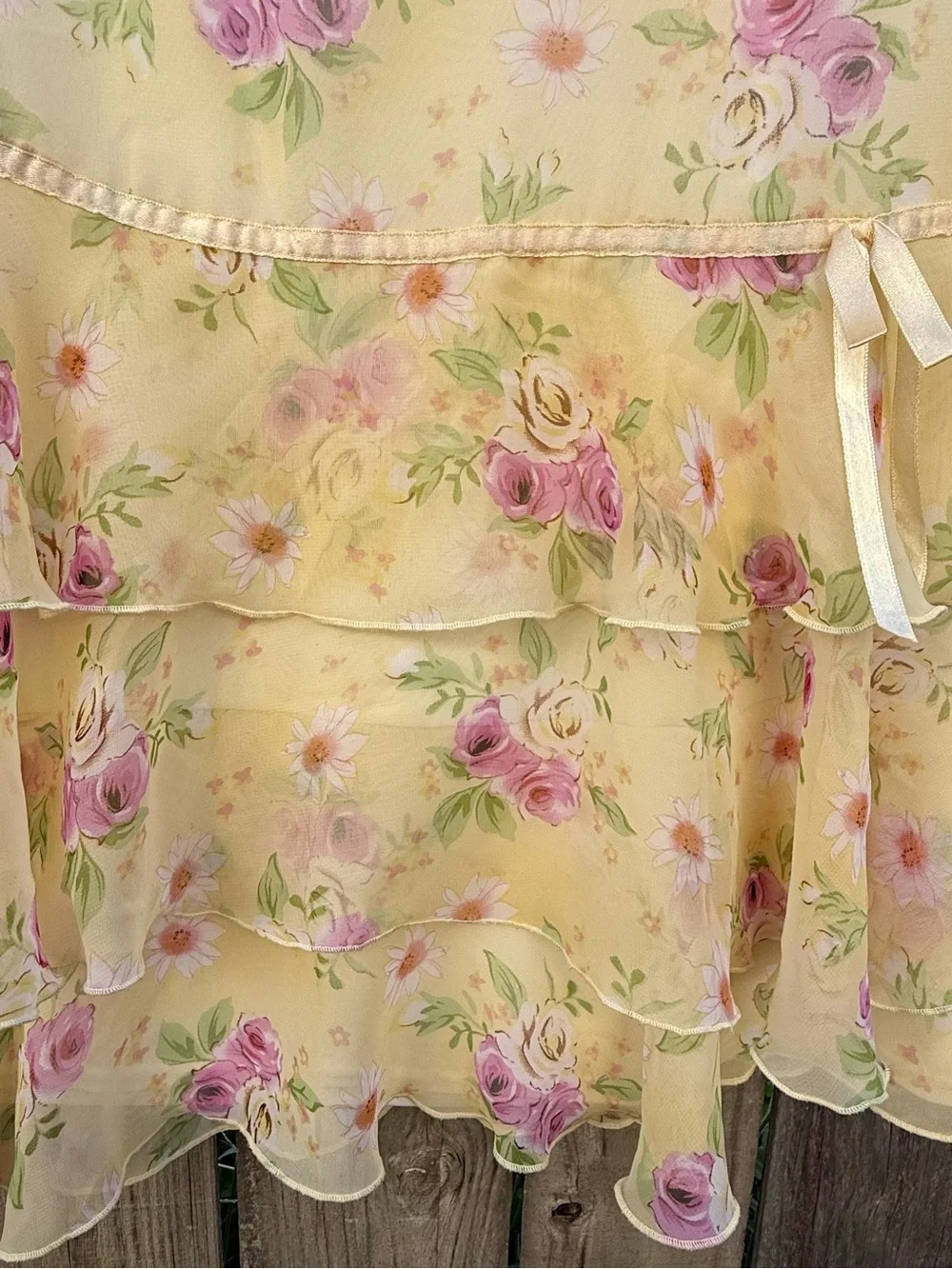 Y2K RMLA Chiffon Floral Tiered Ruffle Cottagecore Dress Sz 16 (XL) Youth